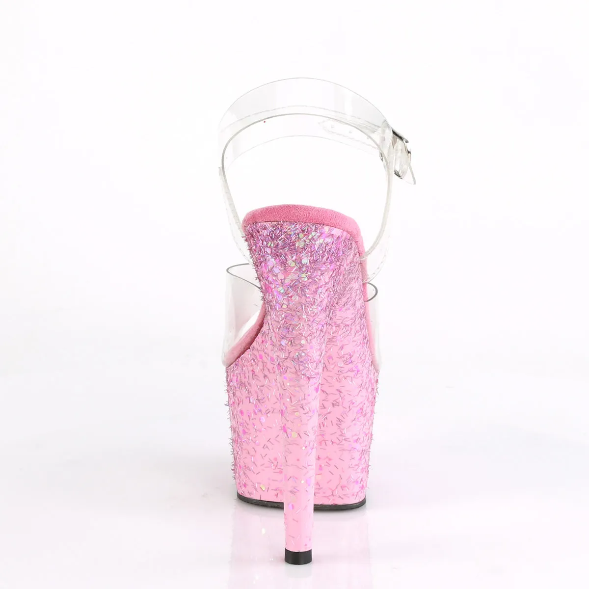ADORE-708CF Pleaser 7" Pink Confetti Platform Exotic Dancing Sexy Ankle Strap Shoes