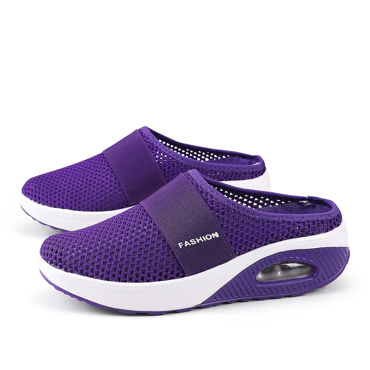 Air-cushioned slip-on walking shoes