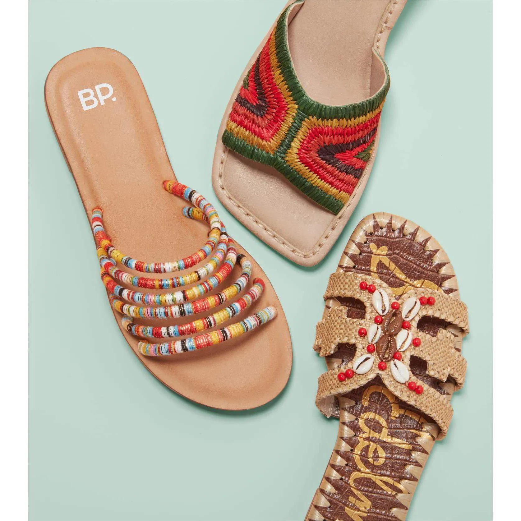 Bradie Beaded Raffia Slide Sandals