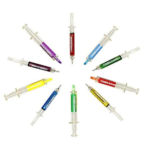 Chirstmas gift for nurse or office stuff 10pc Syringe Highlighter And Pen Set - 5 Syringe Pens   5 Syringe Highlighters Fluorescent Medical Students, Doctors, Paramedics, Phlebotomists