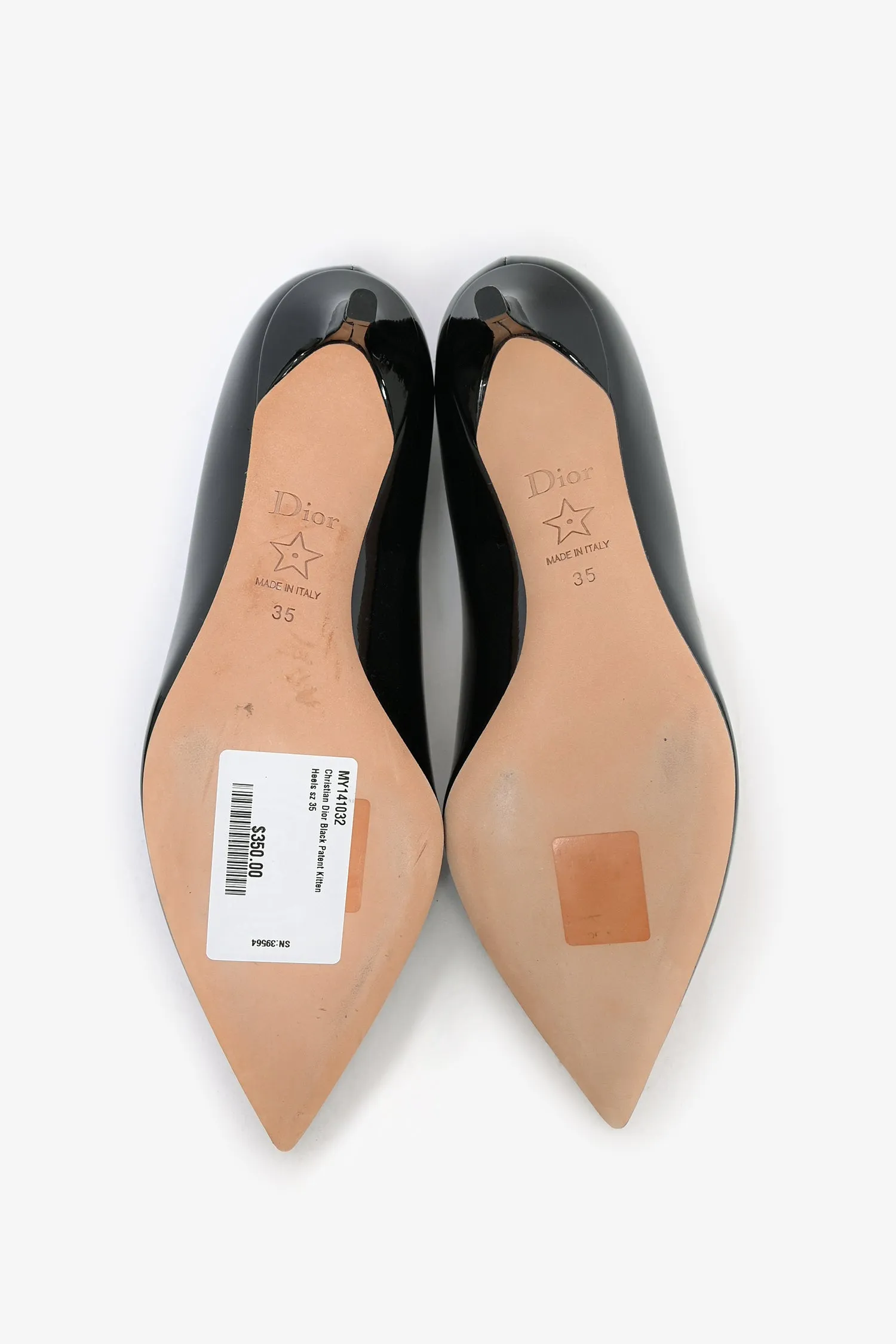 Christian Dior Black Patent Kitten Heels Size 35