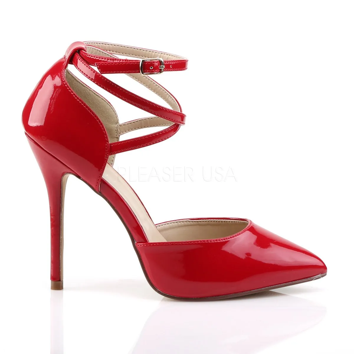 D'Orsay Pump Shoes with Ankle Straps and 5-inch Heels 3-colors AMUSE-25