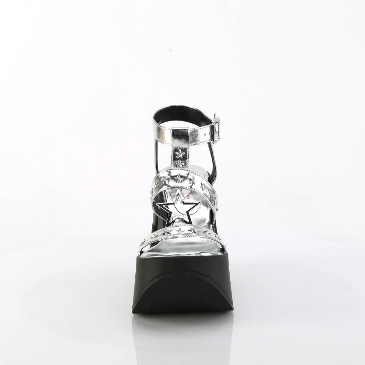 DYNAMITE-12 DemoniaCult Silver Metallic Vegan Leather Sexy Women's Sandals (Alternative Footwear)