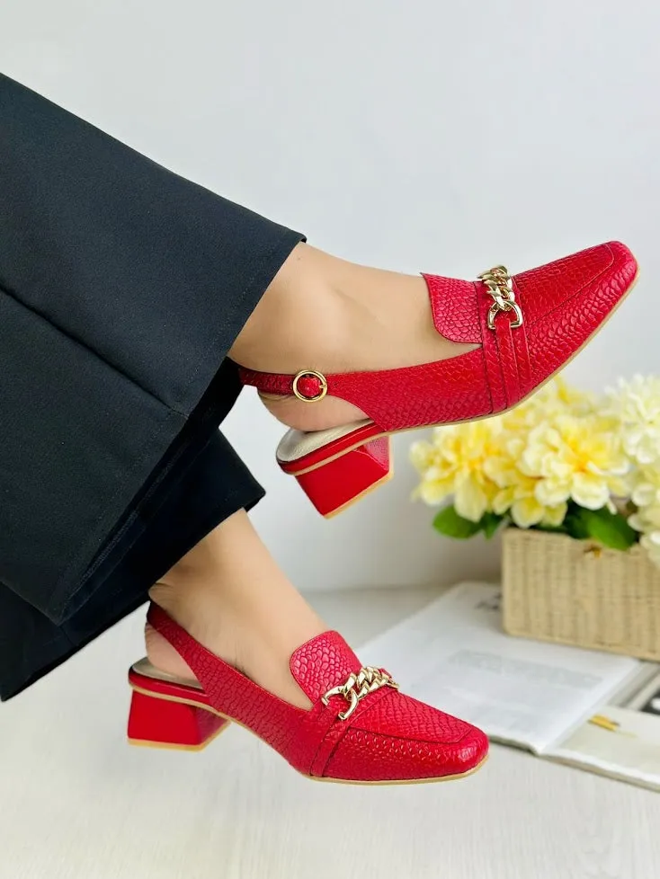 Glamorous Red Leather Slip-On Pumps