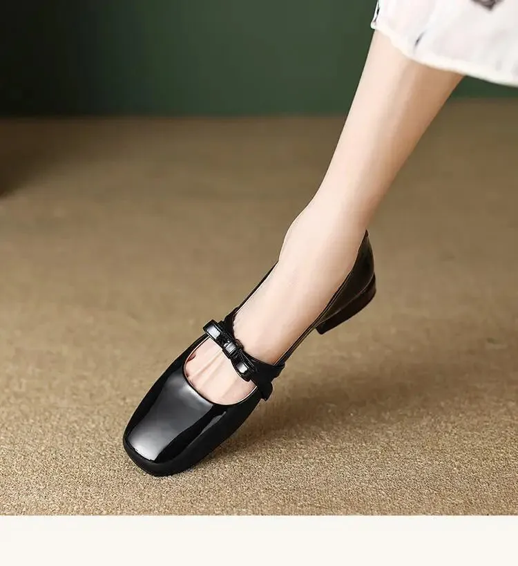 Hnzxzm Women's Shoes New 2024 Autumn Low Heels Bowknot Shallow Cut Ballet Single Shoes Women's Mary Jane Shoes Ladies Zapatos De Mujer
