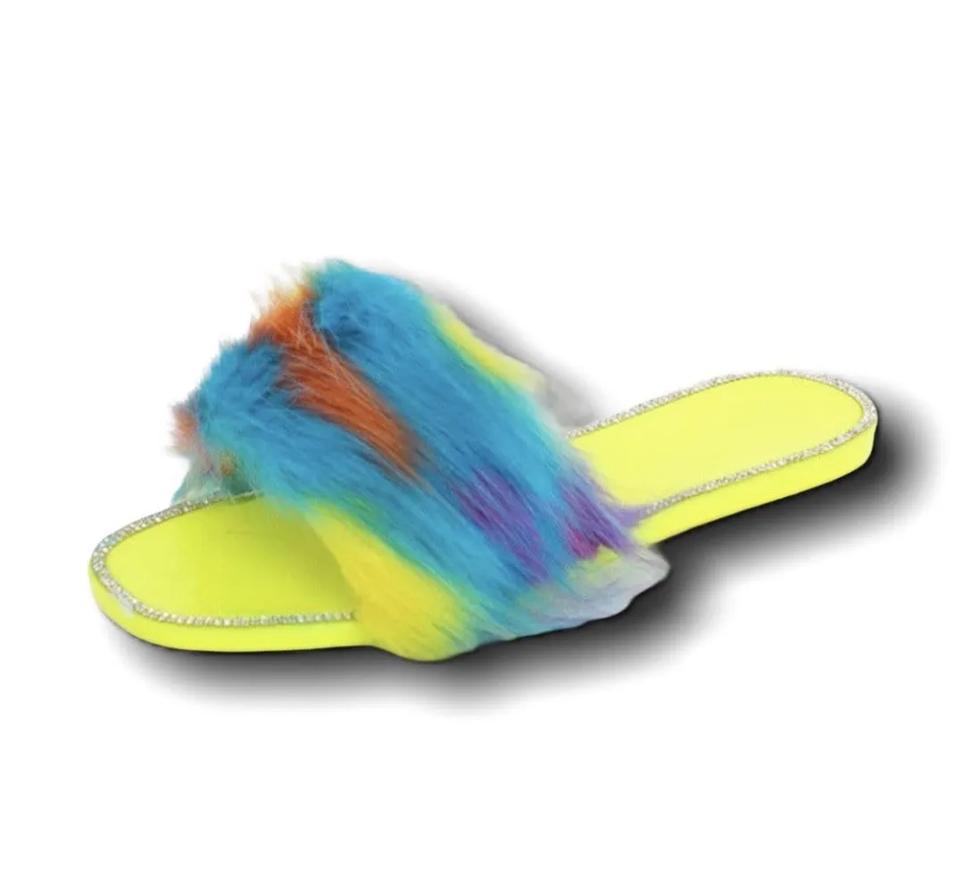 Jelly Yellow Fur Sandals