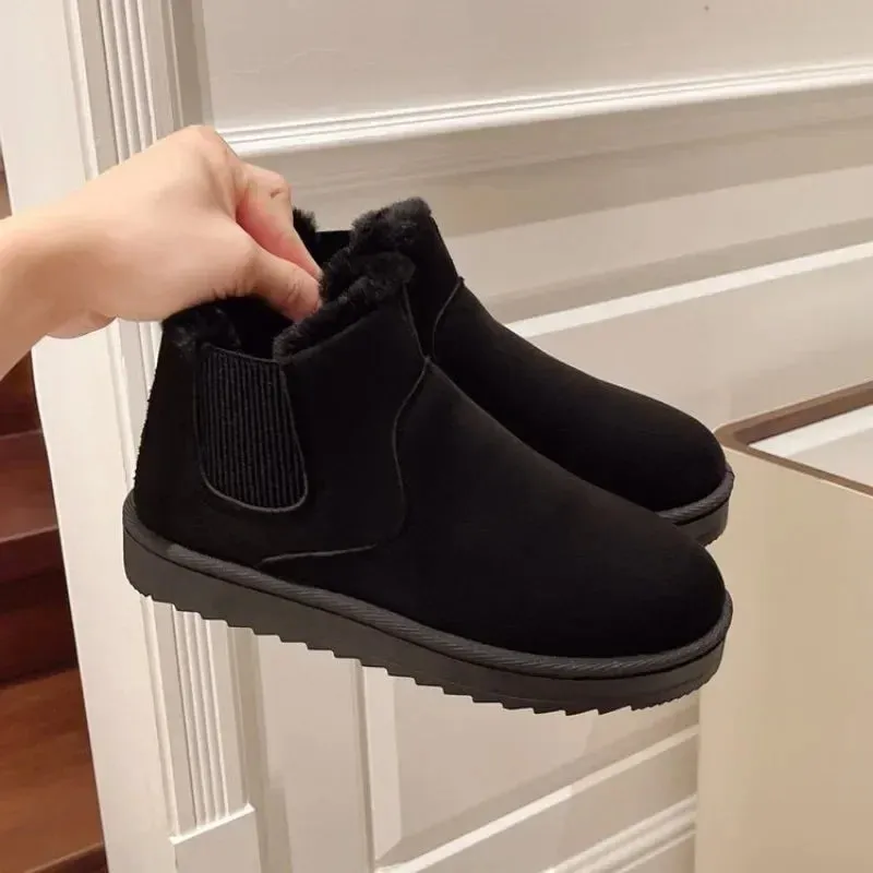 Joskaa 2024 New Winter Women's Boots High-top Snow Boots Thickened Plush Warm Simple and Versatile Comfortable Cotton Shoes