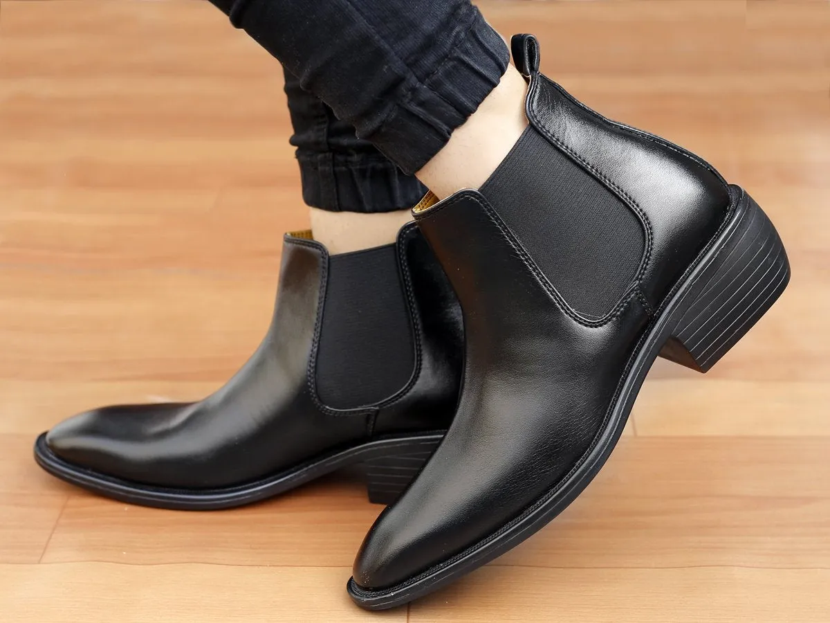Men's 2 Inch Hidden Height Increasing Fashionable Chelsea Boots