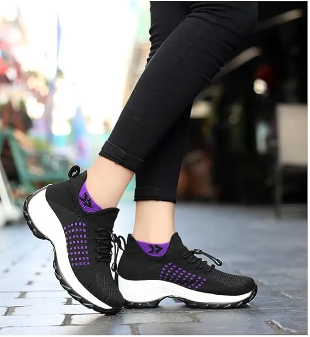 NEW Women’s Ortho Stretch Cushion Sneakers, Purple, Sz 7