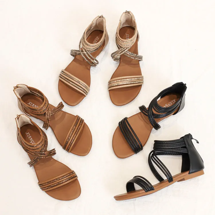 Sandals Female Versatile Fairy Style Roman Shoes Flat Bohemian Beach Shoes