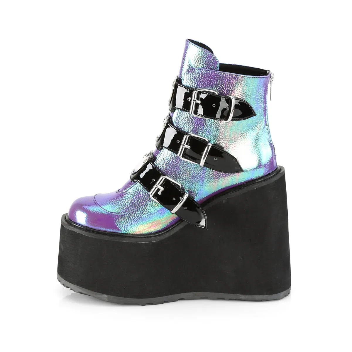 SWING-105 Demonia Purple Iridescent Vegan Leather Women's Ankle Boots [Alternative Footwear]