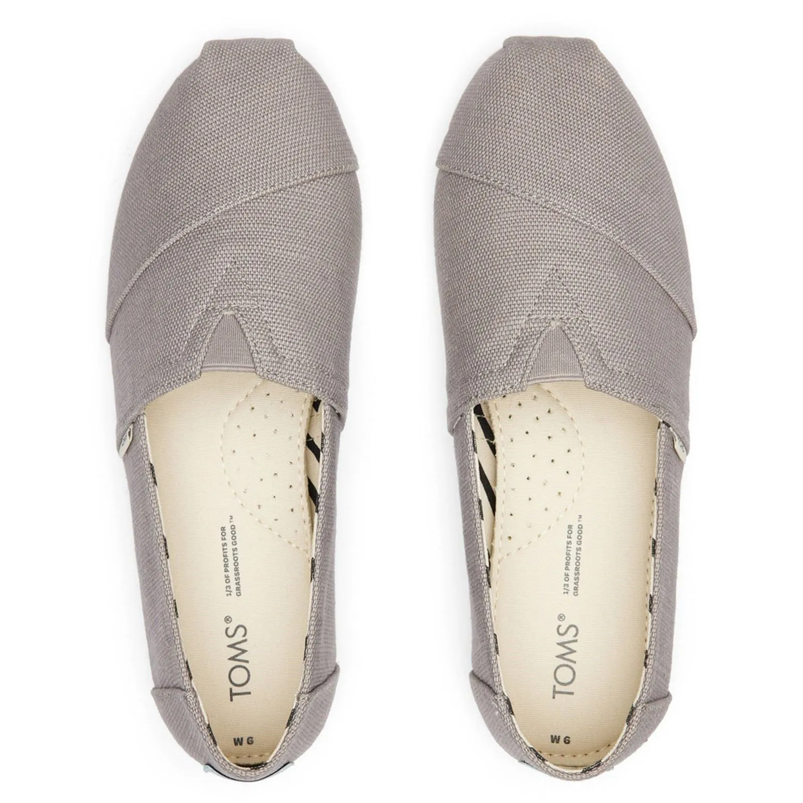 TOMS Alpargata Grey 100% Textile Blend (68% Jute 3 Female Slip On Ladies Shoes