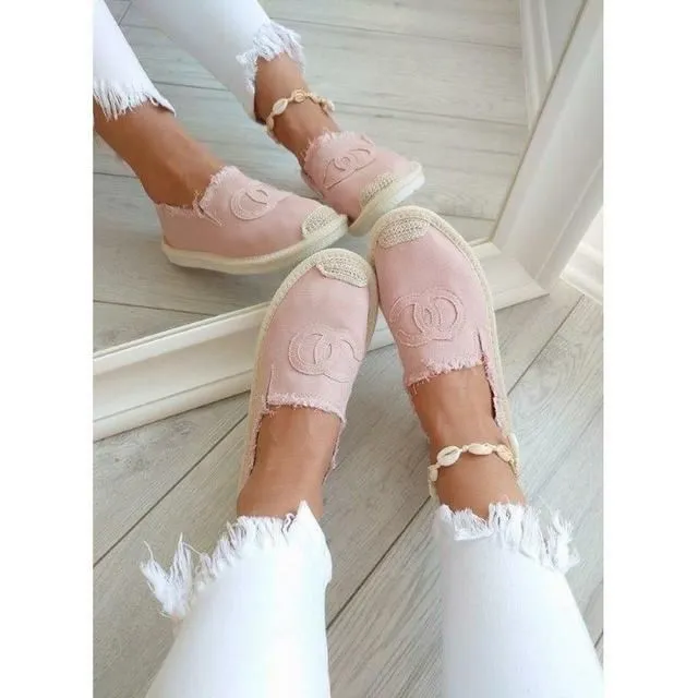 Women's Dusty Pink CC Espadrilles Slip-On Flats | NB273-LP