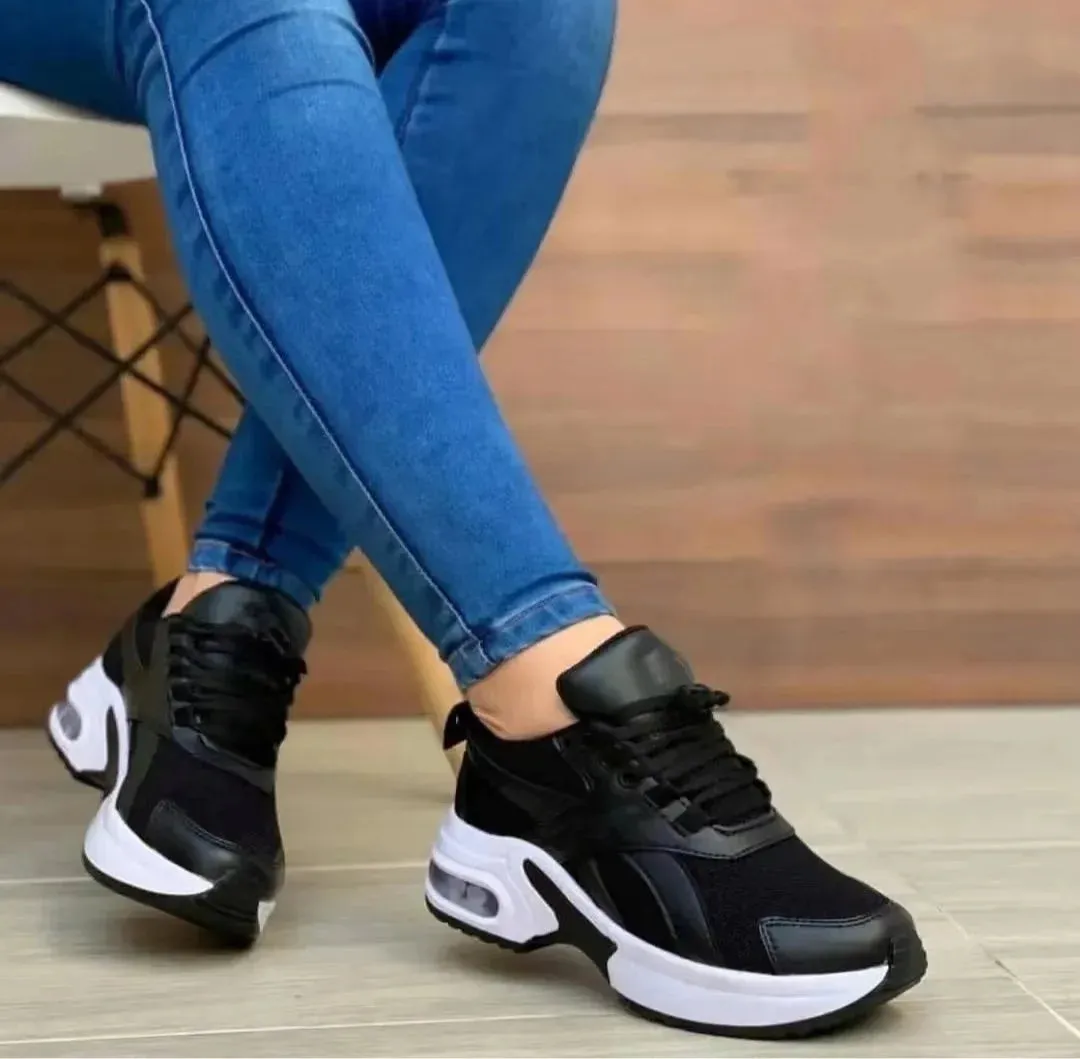 Women's Fashion Sneakers – Breathable Outdoor Running Shoes, Comfortable Casual Trainers with Air Cushion for Tennis and Everyday Wear