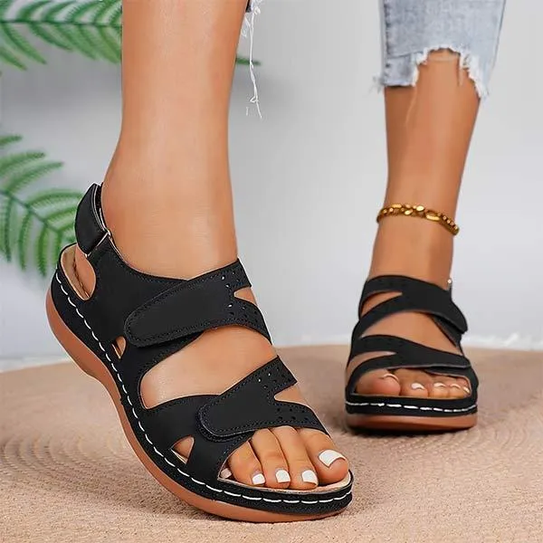 Women's Velcro Strap Wedge Gladiator Sandals 19528409C